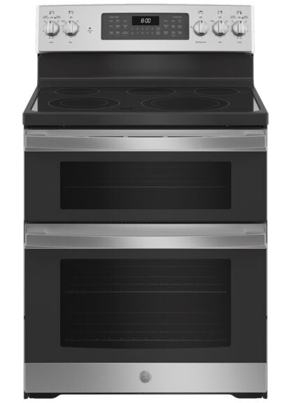 GE Stainless Steel 30'' Freestanding Double Oven Electric Range with Air Fry (6.6 Cu.Ft) - JBS86SPSS