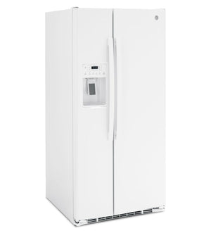 GE Réfrigérateur 23,0 pi³ côte à côte avec distributeur d’eau et glace 33 po blanc GSS23GGPWW