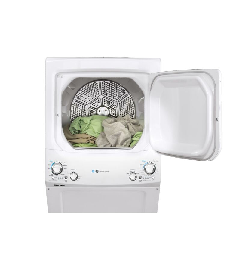 GE White Unitized Spacemaker Washer (4.5 Cu.Ft.) and White Electric Dryer (5.9 Cu.Ft.) - GUD27EEMNWW