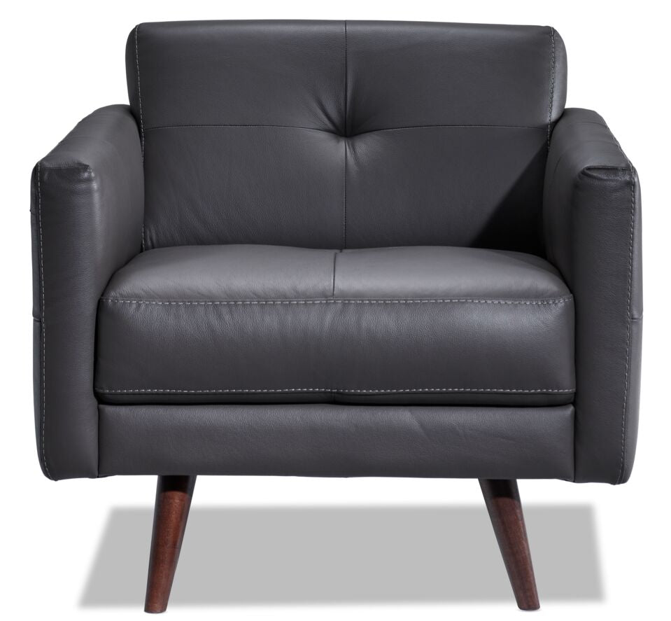 Giovanna Leather Chair - Grey