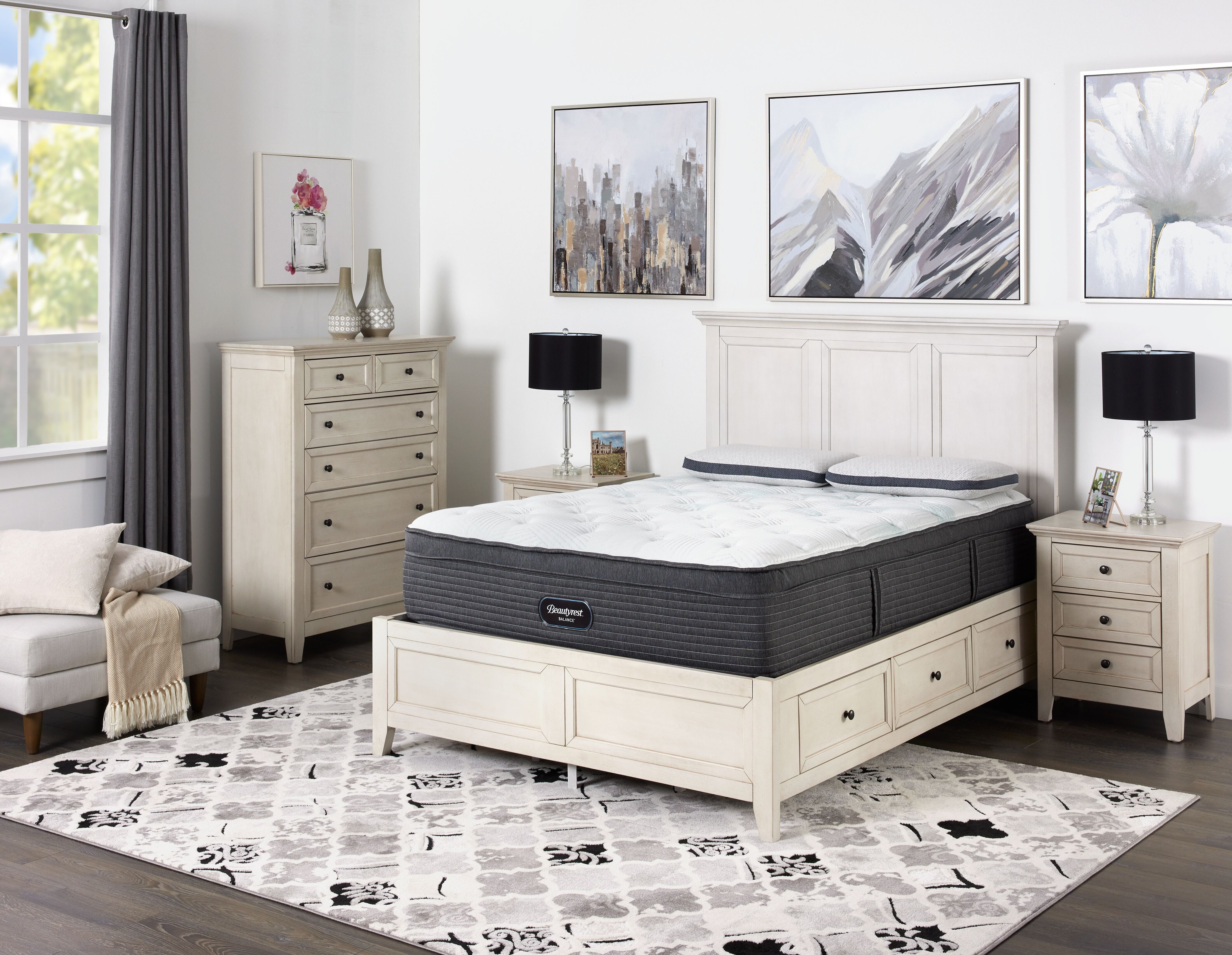 San Mateo 3-Piece Queen Storage Bed-Antique White