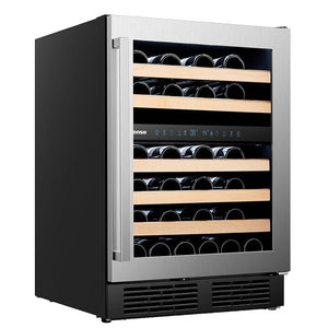 Hisense Refroidisseur à vin autonome ou encastrable 46 bouteilles double zone acier inoxydable HWD46029SS