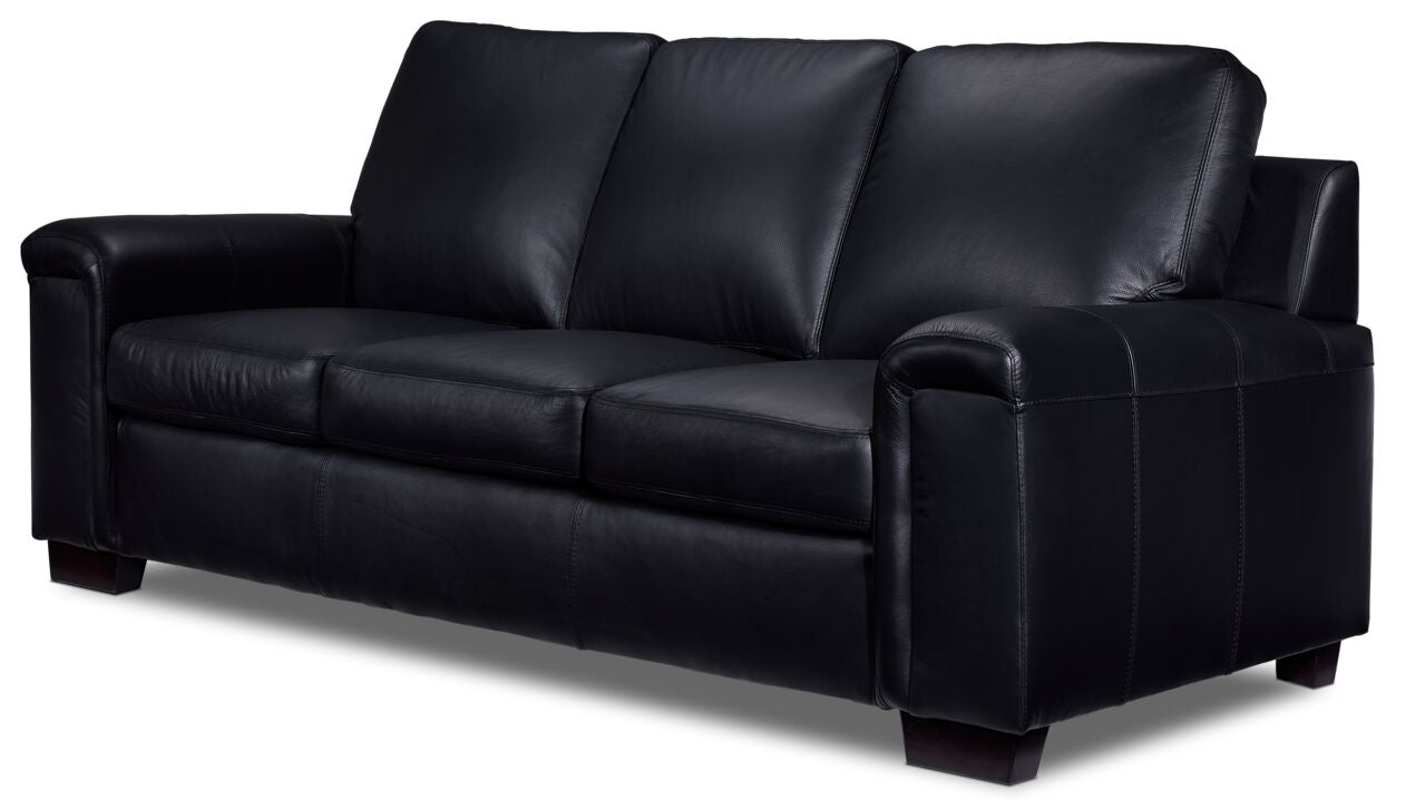 Icon Leather Sofa and Loveseat Set- Black