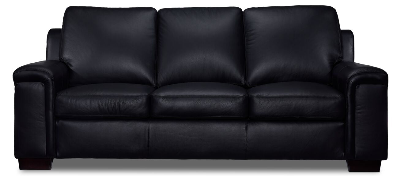 Icon Leather Sofa and Loveseat Set- Black