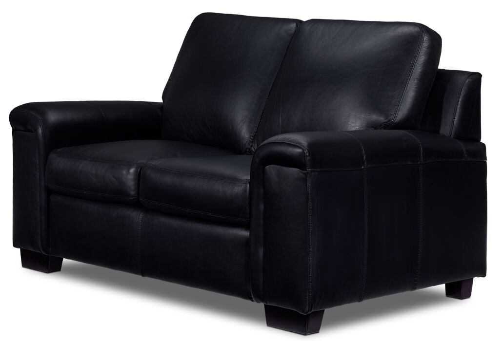 Icon Leather Sofa and Loveseat Set- Black