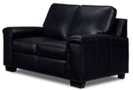 Icon Leather Sofa and Loveseat Set- Black