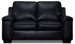 Icon Leather Sofa and Loveseat Set- Black