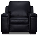 Icon Leather Sofa and Chair Set- Black