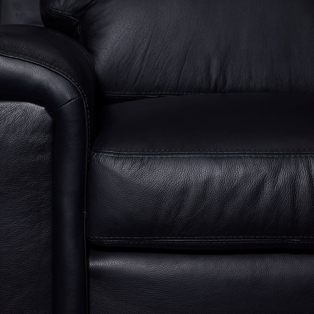 Icon Leather Sofa and Loveseat Set- Black