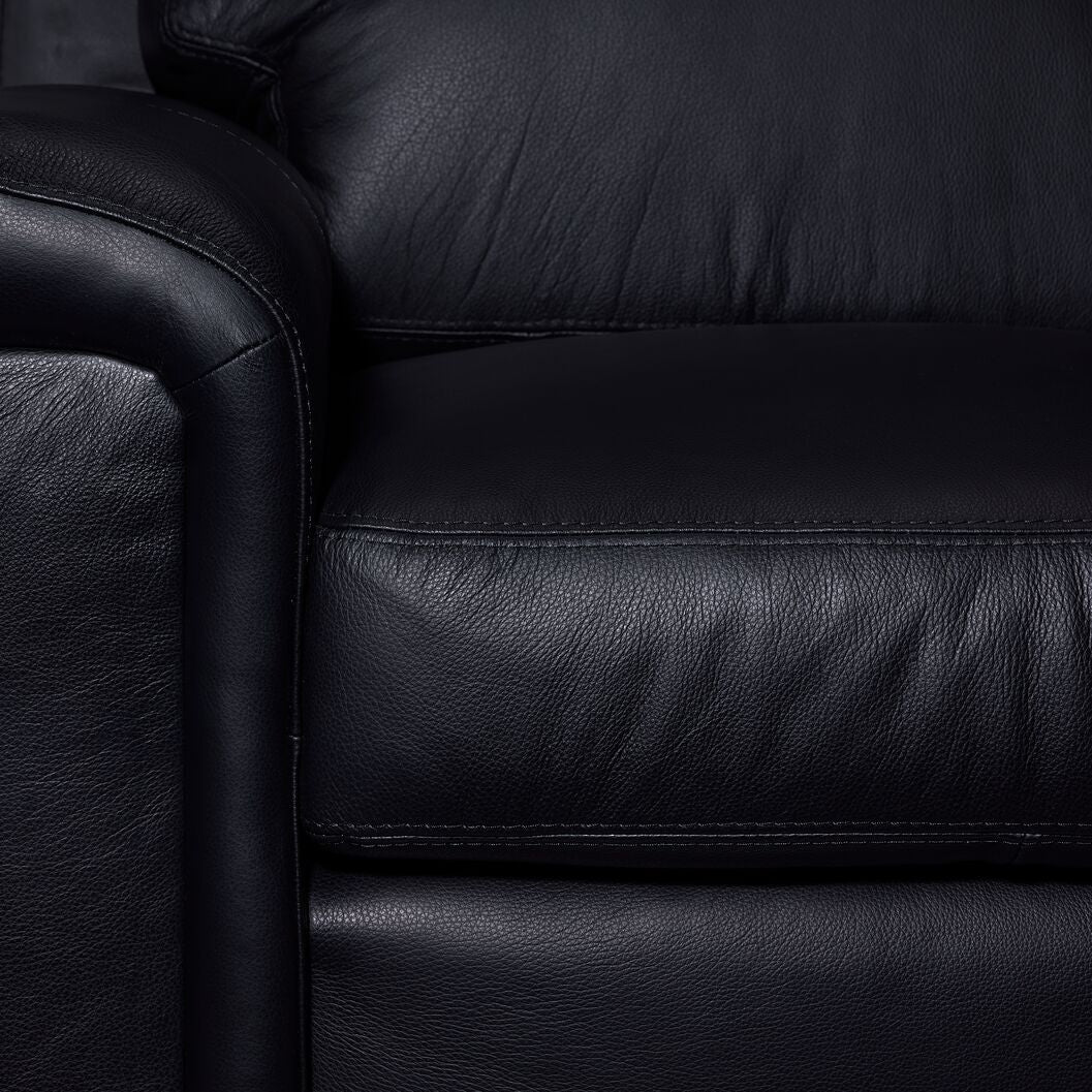 Icon Leather Sofa and Chair Set- Black
