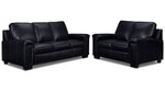 Icon Leather Sofa and Loveseat Set- Black