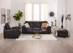 Icon Leather Sofa and Chair Set- Black