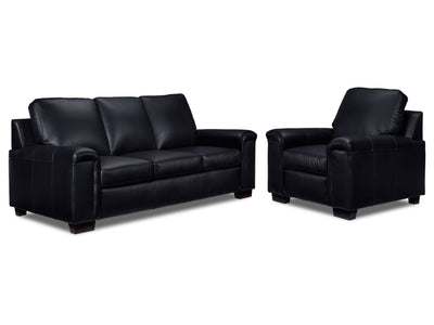 Icon Ens. Sofa et fauteuil en cuir – noir