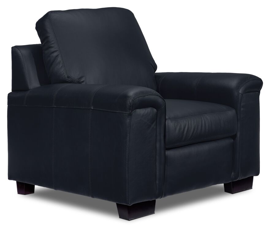 Icon Leather Sofa, Loveseat and Chair Set - Navy