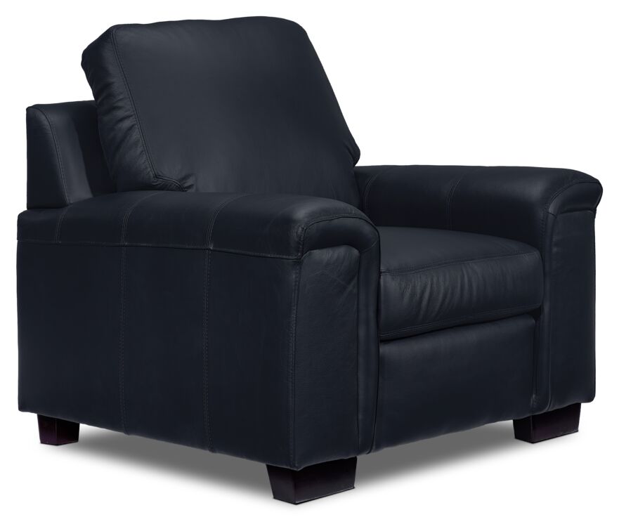 Icon Leather Sofa and Chair Set - Navy