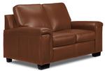 Icon Leather Sofa and Loveseat Set - Saddle