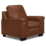 Icon Leather Sofa and Chair Set - Saddle