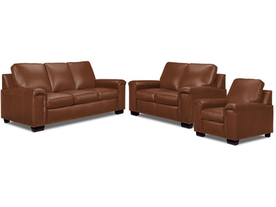Icon Ens. Sofa, causeuse et fauteuil en cuir - brun cuivré