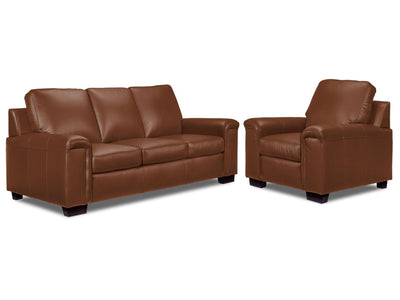 Icon Ens. Sofa et fauteuil en cuir - brun cuivré