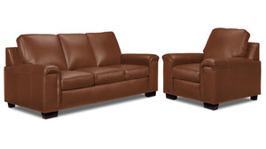 Icon Ens. Sofa et fauteuil en cuir - brun cuivré