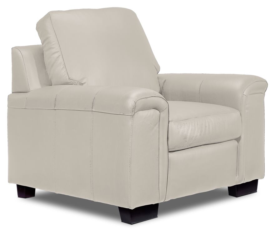 Icon Leather Sofa, Loveseat and Chair Set - Cloud Grey