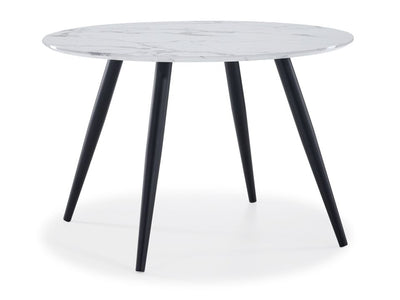 Kinsley Table de salle à manger en faux marbre – blanc, noir