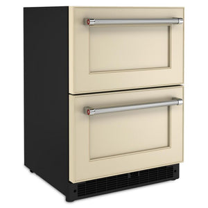 KitchenAid Réfrigérateur 4,44 pi³ double tiroir sous le comptoir 24 po prêt pour panneau personnalisé KUDR204KPA