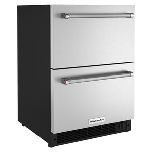 KitchenAid Réfrigérateur/congélateur 4,29 pi³ double tiroir sous le comptoir 24 po acier inoxydable KUDF204KSB