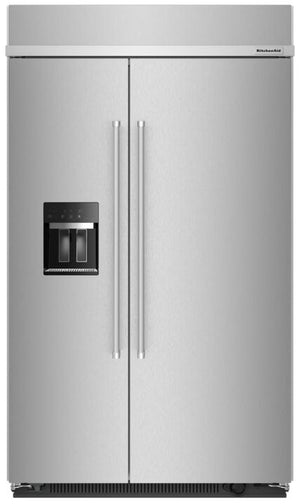 KitchenAid Réfrigérateur encastré 25,1 pi³ côte à côte 42 po acier inoxydable résistant aux traces de doigts KBSD702MPS