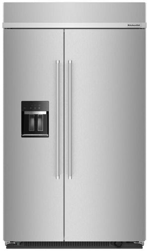 KitchenAid Réfrigérateur encastré 29,4 pi³ côte à côte 48 po acier inoxydable résistant aux traces de doigts KBSD708MPS