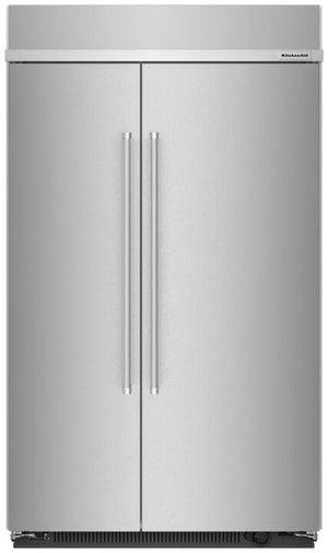 KitchenAid Réfrigérateur encastré 30,0 pi³ côte à côte 48 po acier inoxydable résistant aux traces de doigts KBSN708MPS