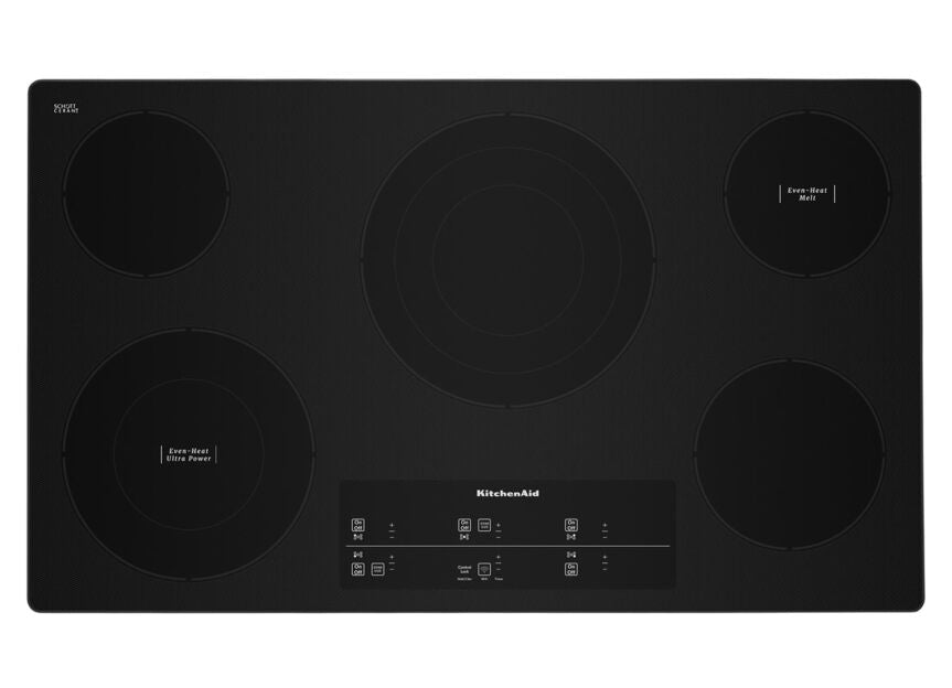 KitchenAid Stainless Steel 36" Electric Cooktop with 5 Elements and Touch-Activated Controls - KCES956KSS