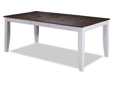 Kona Table de salle à manger avec rallonge – blanc et gris brun