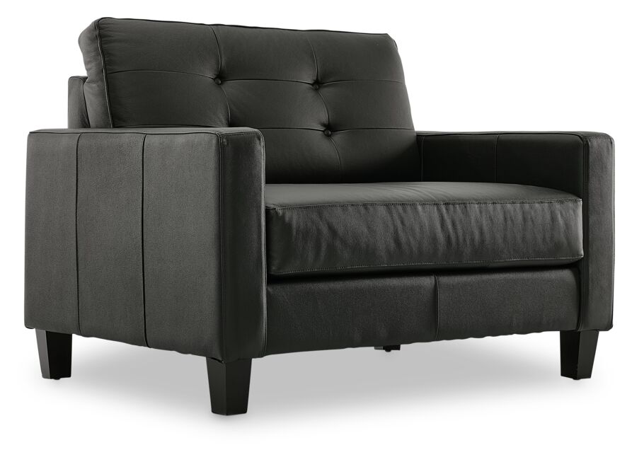 Kylie Leather Sofa, Loveseat and Chair Set - Dark Grey