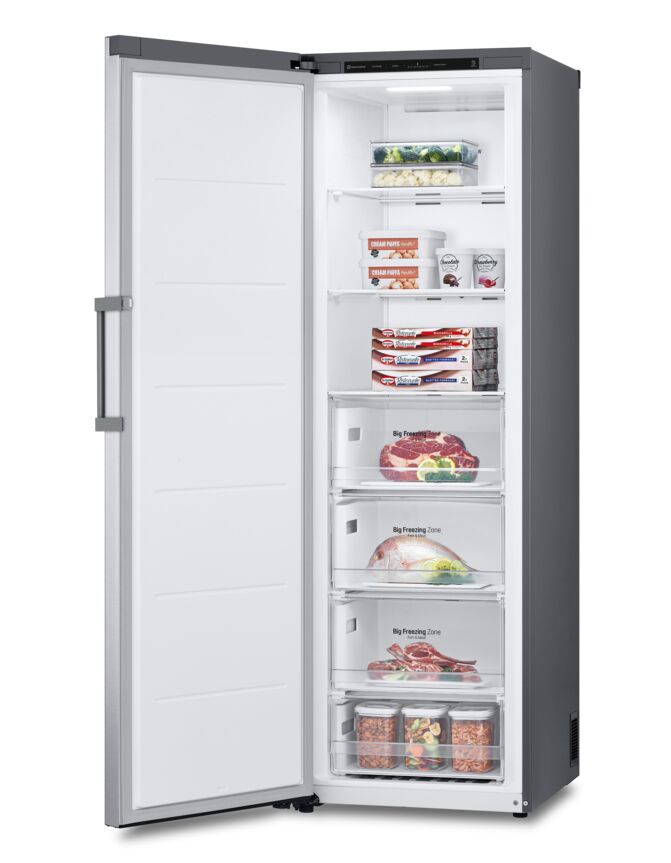 LG Platinum Silver Steel Counter Depth Upright Column No Frost Cooling Freezer (11.4 Cu.Ft) - LROFC1104V