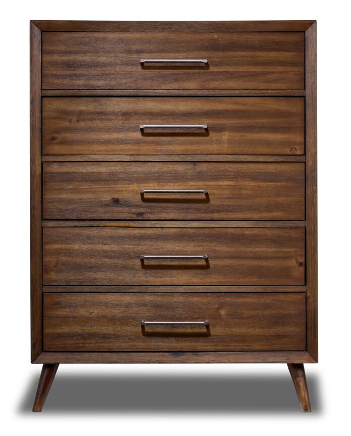 Lotus 5 Drawer Chest - Wire Brushed Brown