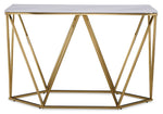 Lynn 48" Sofa Table - Marble and Gold
