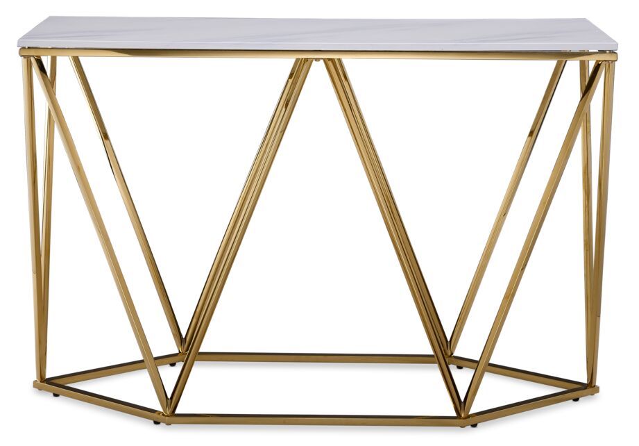 Lynn 48" Sofa Table - Marble and Gold