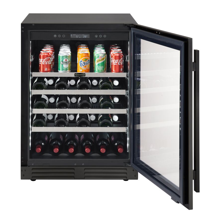 Marathon 24" Black Steel Single Zone Undercounter Convertible Wine/Beverage Cooler (5.4 cu.ft) - MBWC56-BLS