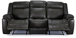 Plaza Leather Reclining Sofa - Grey