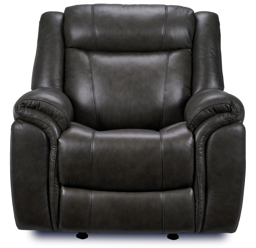 Plaza Leather Reclining Sofa and Rocker Recliner Set - Grey
