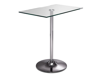 Roxanne Table rectangulaire de salle à manger hauteur bistrot – verre, chrome