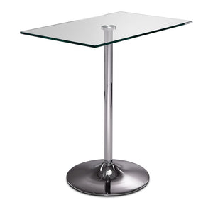 Roxanne Table rectangulaire de salle à manger hauteur bistrot – verre, chrome