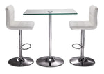 Roxanne 3-Piece Counter Height Rectangular Dining Set - Glass, Chrome, White