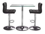 Roxanne 3-Piece Counter Height Rectangular Dining Set - Glass, Chrome, Grey