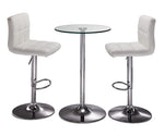 Roxanne 3-Piece Counter Height Round Dining Set - Glass, Chrome, White