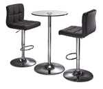 Roxanne 3-Piece Counter Height Round Dining Set - Glass, Chrome, Grey