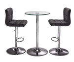 Roxanne 3-Piece Counter Height Round Dining Set - Glass, Chrome, Grey