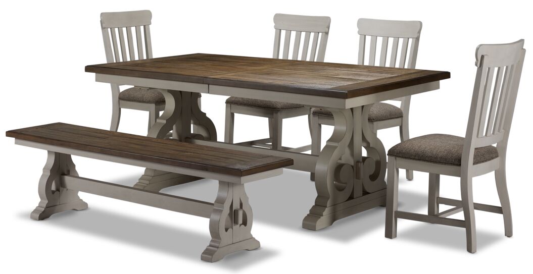 Tanner 6-Piece Dining Set - Rustic White