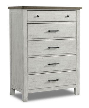 Timber Ridge Commode 5 tiroirs – blanc altéré